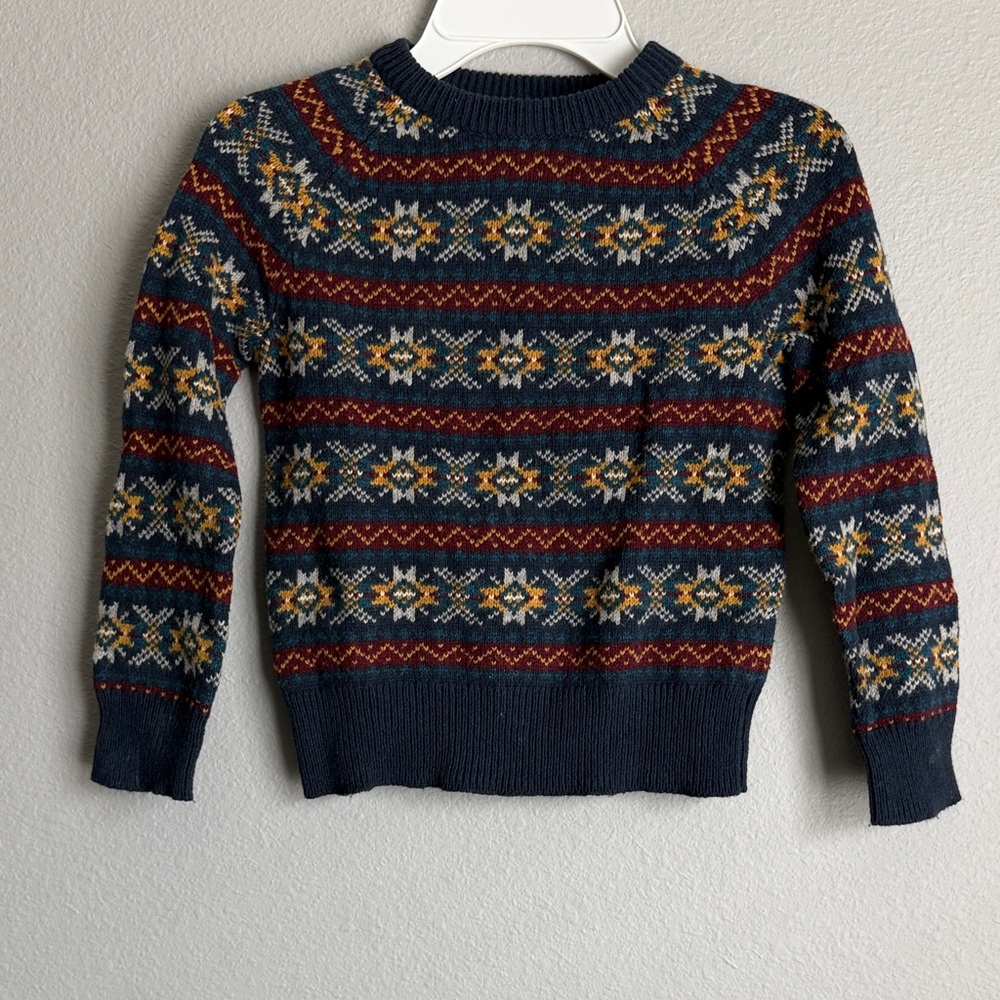 Crewcuts Boy’s Navy and Red Patterned Kids Sweater Size 4-5